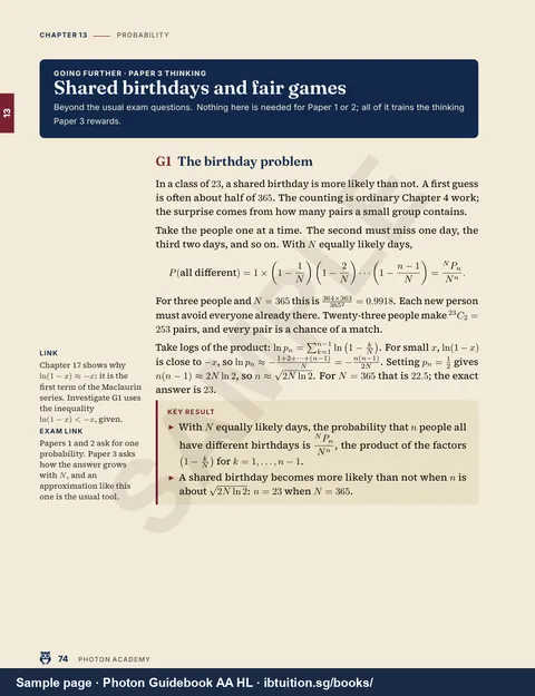 Sample page from Volume 2: Going further: shared birthdays and fair games (Vol. 2, Ch 13)