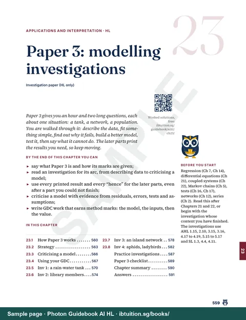 Sample page from Volume 2: Paper 3: modelling investigations (Ch 23)