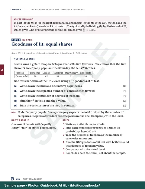 Sample page from Volume 2: A second question type, with its worked solution (Ch 17)
