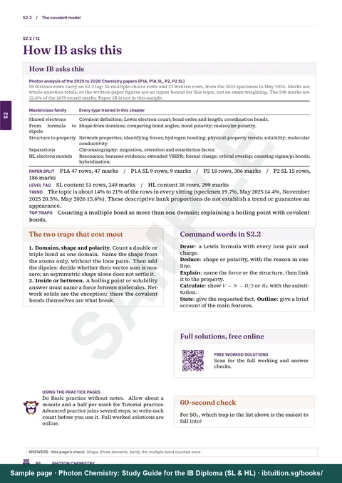 Sample page from Photon Chemistry: IB Chemistry SL & HL: How IB asks this: the current-course question profile (S2.2)