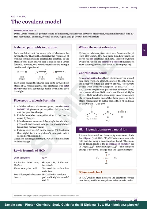 Sample page from Photon Chemistry: IB Chemistry SL & HL: Topic S2.2 opener: The covalent model