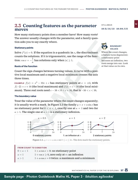 Sample page from Photon Guidebook: IB Maths HL Paper 3: Teaching pages: short sections, key results and marked examples (Ch 2)