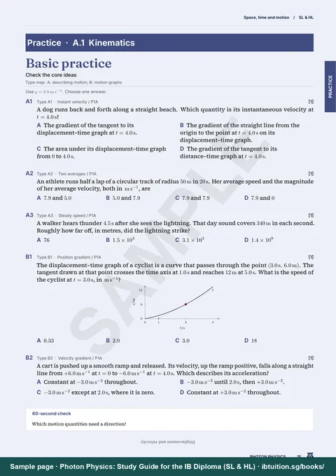 Sample page from Photon Physics: IB Physics SL & HL: Basic practice: check the core ideas (A.2)