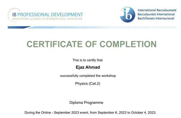 IB Certified Physics Tutor — Mr Ejaz